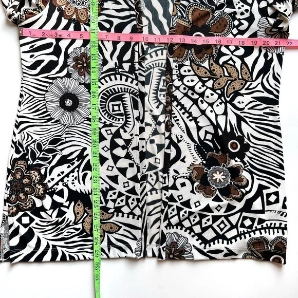 Chico’s Additions open long cardigan floral geometric jersey sz 1 or 2 - Picture 9 of 10